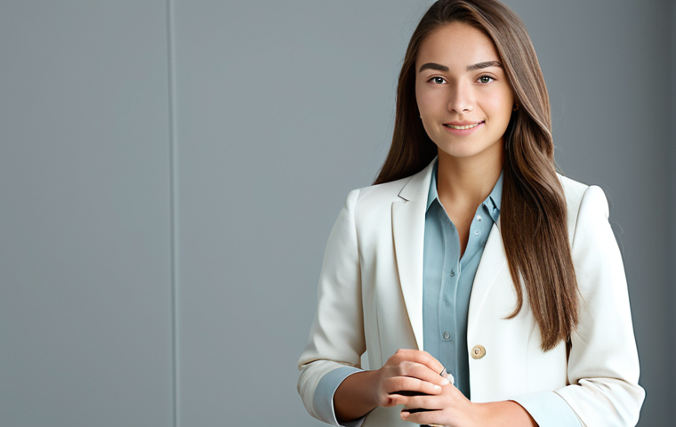 A serene young adult woman with impeccably clear, glowing skin, wearing a professional, modest, light-colored blouse and blazer. She stands in a clean, bright environment with soft, diffused lighting, conveying a sense of purity and health. This image emphasizes radiant skin achieved through balance and scientific understanding. safe for work, appropriate content, fully clothed, professional dress, perfect anatomy, correct proportions, natural pose, well-formed hands, proper finger count, natural body proportions, high quality studio photography, soft focus background.