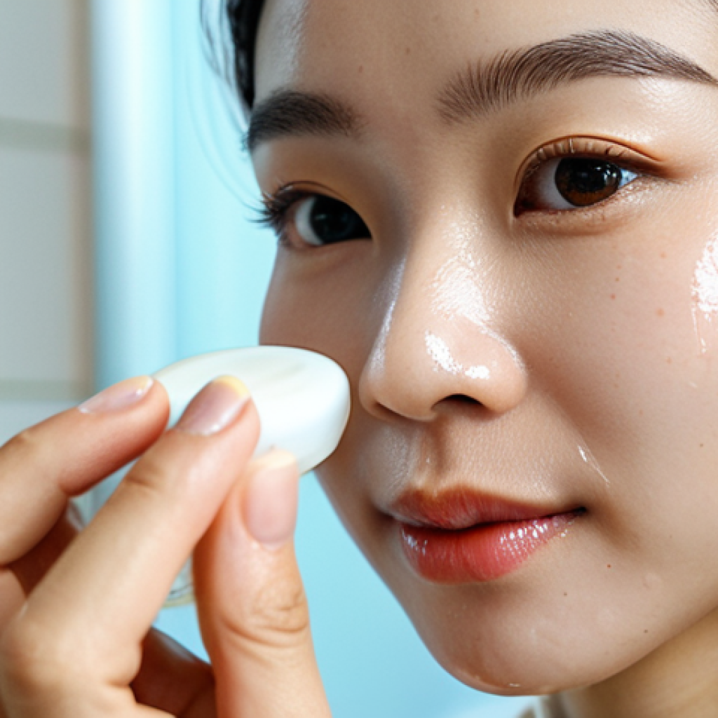 Probiotic Skincare Close-Up**
"Close-up shot of a woman applying probiotic skincare cream to her face, fully clothed, modest attire, emphasizing healthy, glowing skin, natural lighting, bathroom setting with clean, modern design elements common in Vietnamese homes, safe for work, appropriate content, perfect anatomy, natural proportions, professional skincare advertisement."
**
