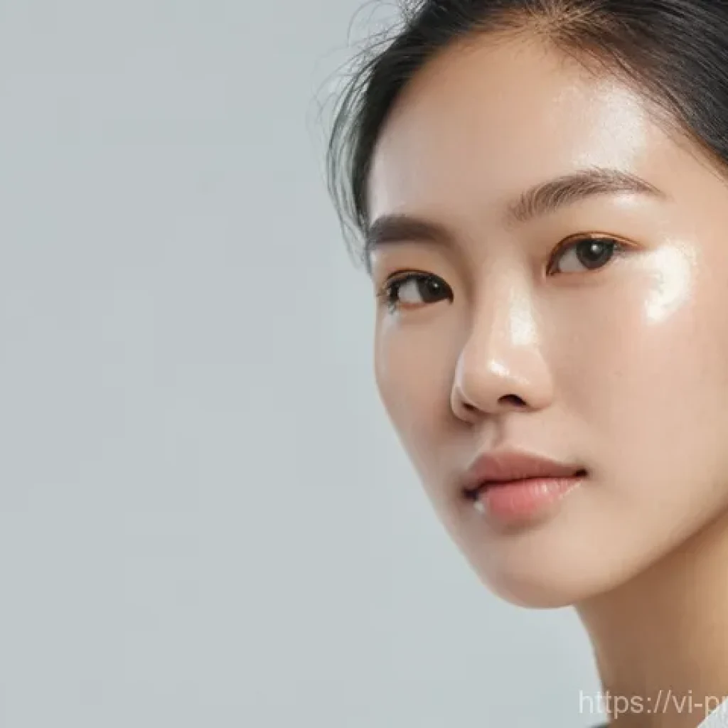 프로바이오틱 스킨케어의 효과적인 조합 - **Prompt:** A close-up portrait of a young Vietnamese woman, with radiant, healthy, and hydrated ski...