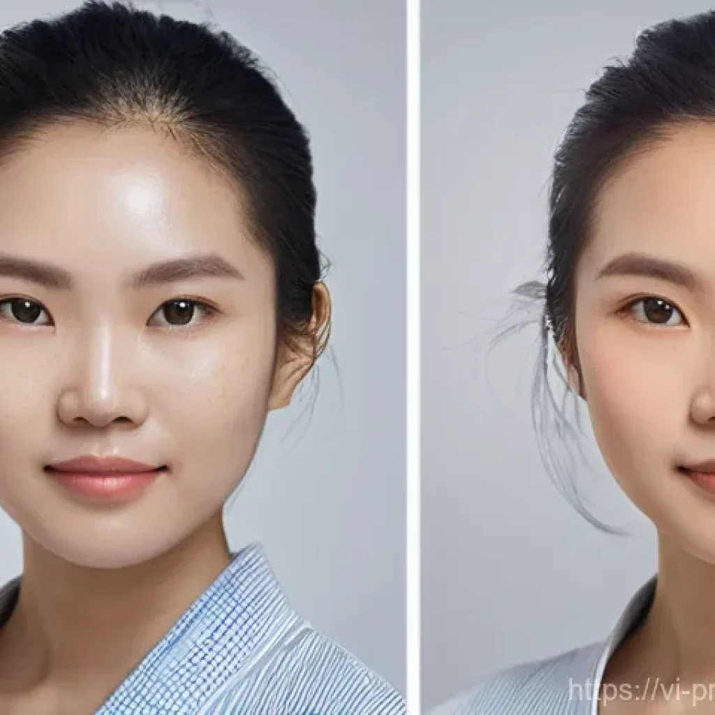 프로바이오틱 세럼 사용법 - **Transformation of Skin Health**
A diptych (two-panel image) showing a Vietnamese woman's skin ...