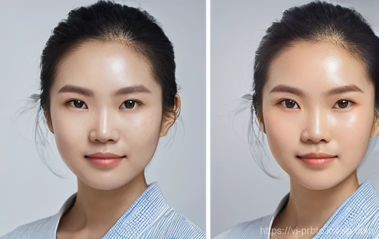 프로바이오틱 세럼 사용법 - **Transformation of Skin Health**
A diptych (two-panel image) showing a Vietnamese woman's skin ...