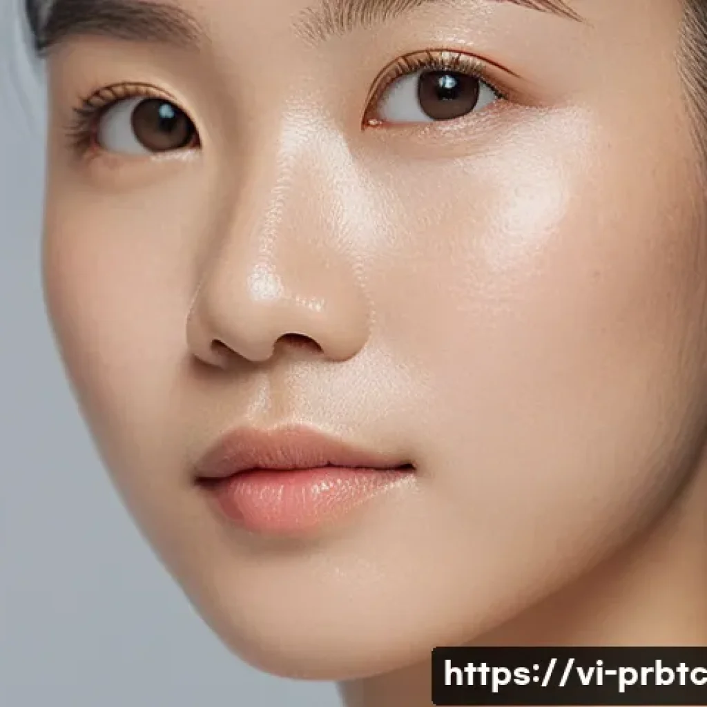프로바이오틱 스킨케어 제품의 실사용 후기 - **Prompt:** A close-up portrait of a young Vietnamese woman with incredibly radiant, balanced, and h...