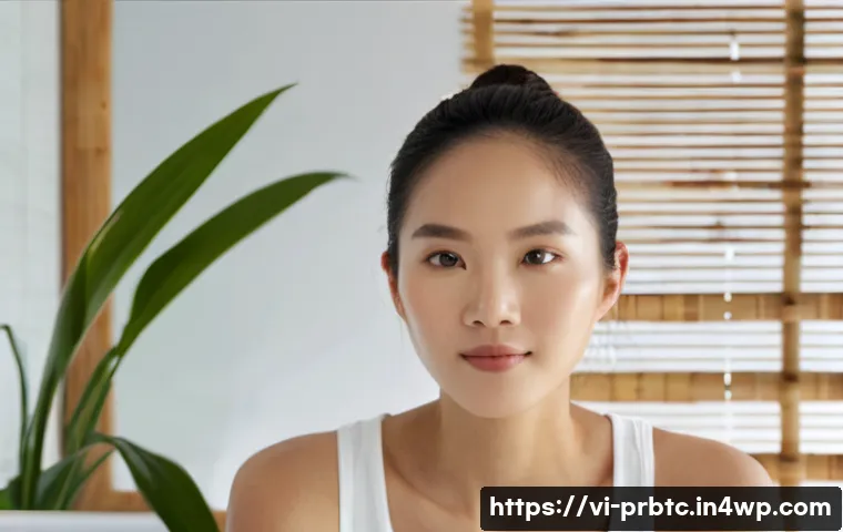 프로바이오틱 스킨케어의 최신 연구 결과 - A close-up, hyper-realistic image of a Vietnamese woman in her mid-20s with flawless, glowing skin a...